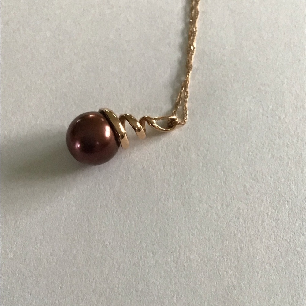 14K Rose Gold Rosey Chocolate Pearl Necklace Wow - Picture 3 of 9